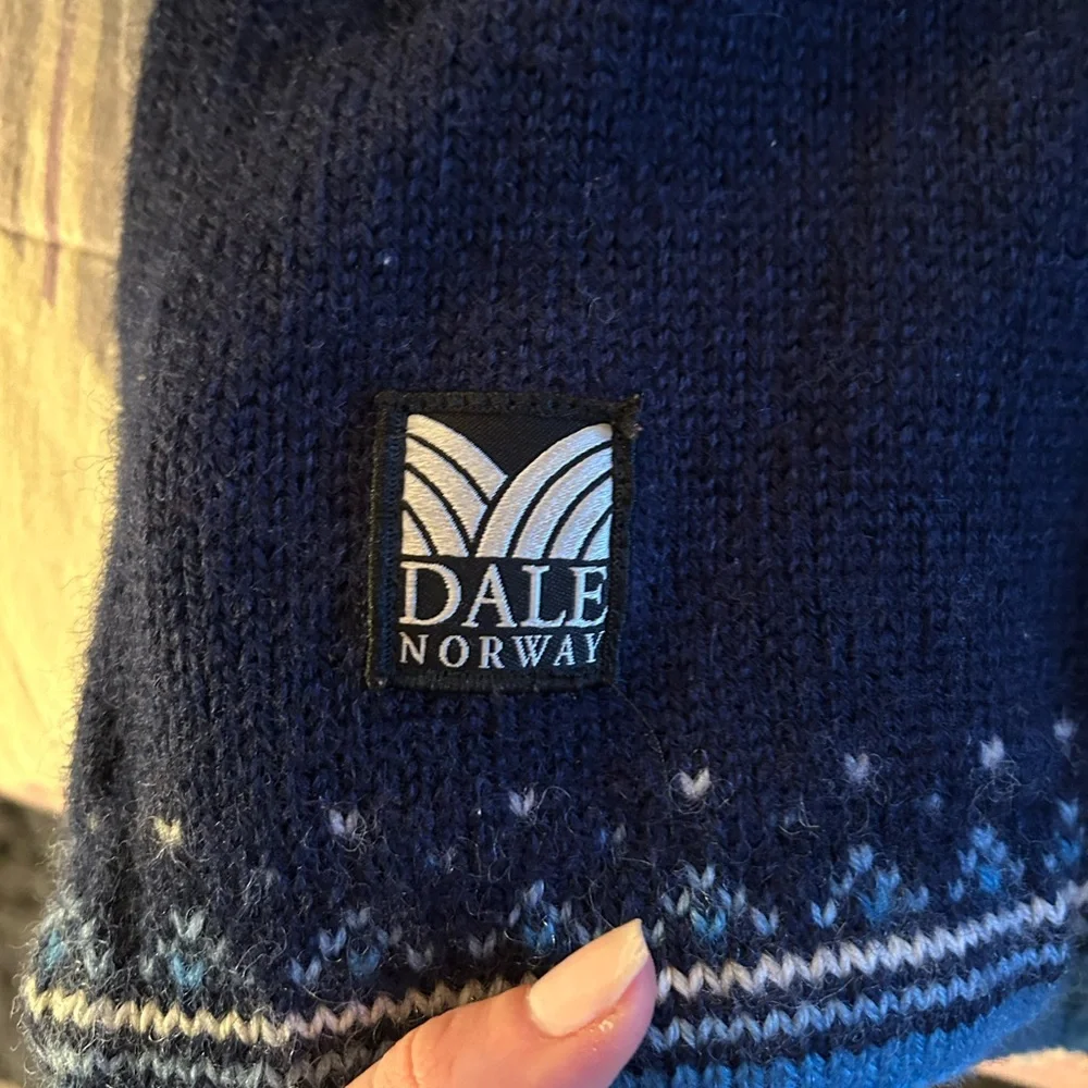 Dale of Norway Navy Blue and White Zip Up Sweater - Picture 3 of 5